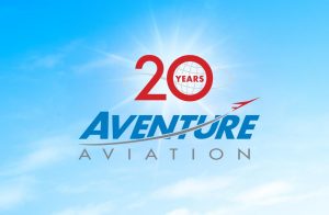20 Years Aventure Aviation logo in front of a blue sky