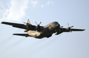 C-130 Hercules cargo airplane in flight