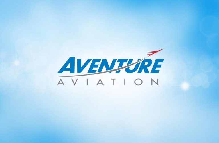 Aventure Aviation logo over a blue sky