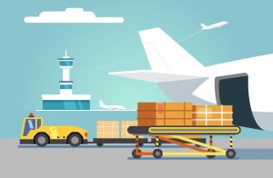 Illustration of a cargo airplane being loaded