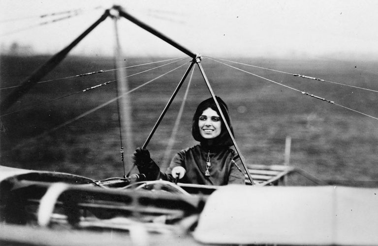 Pioneering aviator Harriet Quimby in her Blériot monoplane.