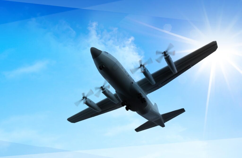 C-130 Hercules carg airplane in flight